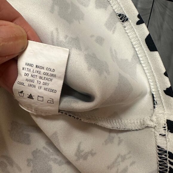 MELLODAY WOMENS SHORT SLEEVE BLOUSE SHIRT BLACK AND WHITE LARGE - Picture 4 of 7